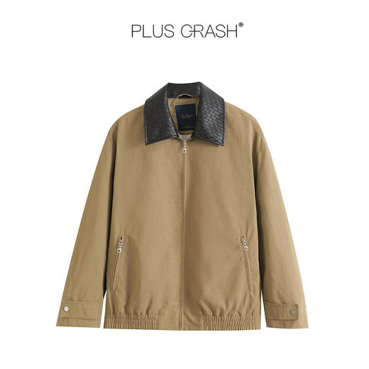 PLUS CRASH2025秋冬新款巴恩风哈灵顿翻领pu拼接男女百搭夹克外套 商品图2