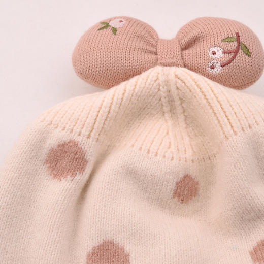 棉果果冬季新品女童可爱卡通保暖可爱波点毛线帽M424400500110 商品图1