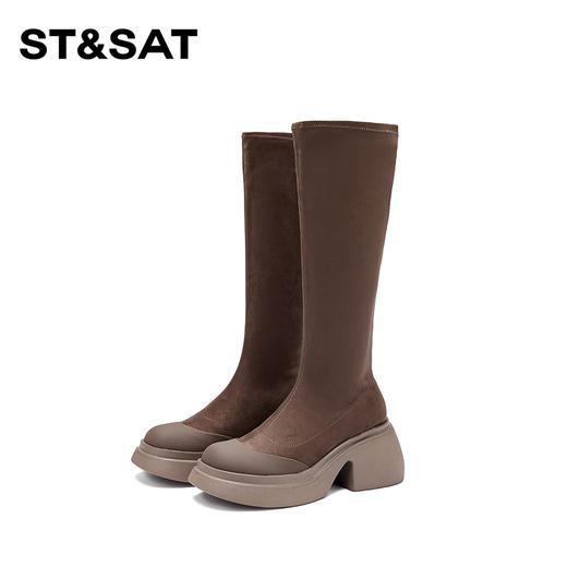 星期六质感绒面时髦百搭增高瘦瘦靴SS341170SG 商品图8