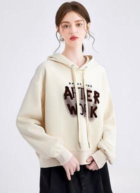 【卫衣系列】工艺系列-雪尼尔刺绣字母重工连帽卫衣-喜出