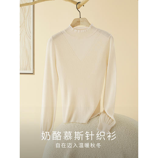 【双𝟭𝟭特卖】熙世界优雅淑女羊毛针织衫女半高领打底针织毛衫 商品图3