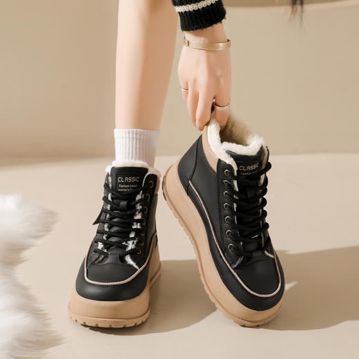 【MZT-暖绒休闲高帮棉鞋】加绒加厚上脚暖5℃，4cm厚底显瘦显高 商品图2