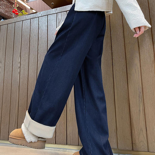 好穿的天丝牛仔裤！加绒款莱赛尔天丝加绒阔腿牛仔裤 商品图2