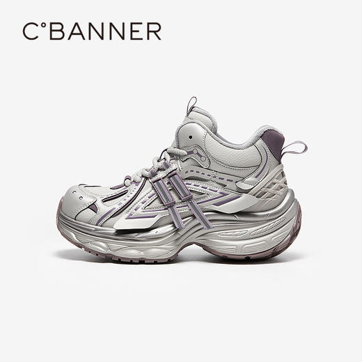 千百度银色厚底老爹鞋女2025冬季新款加绒保暖增高时尚运动休闲鞋A25660913 商品图2