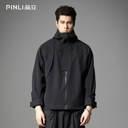 PINLI品立2025秋季新款男士宽松连帽休闲夹克工装茄克外套上衣潮GD253104007 商品图0