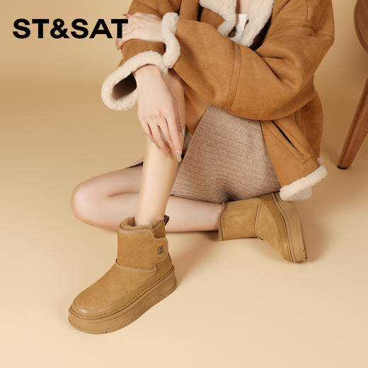 星期六经典百搭增高厚底雪地靴SSC411A05P 商品图3