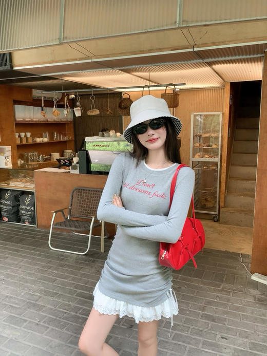 【169元任选2件】现货！灰色侧边抽绳连衣短裙 商品图13