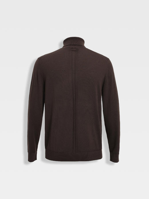 callisto雪茄棕巴素兰全羊毛翻领毛衣 商品图1