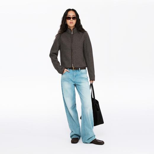 oneup羊毛呢子合身拉链外套 商品图3