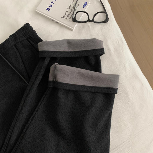 复古暗黑小豹纹阔腿裤！2025女慵懒垂感厚实保暖羊毛直筒休闲裤秋冬长裤！ 商品图4