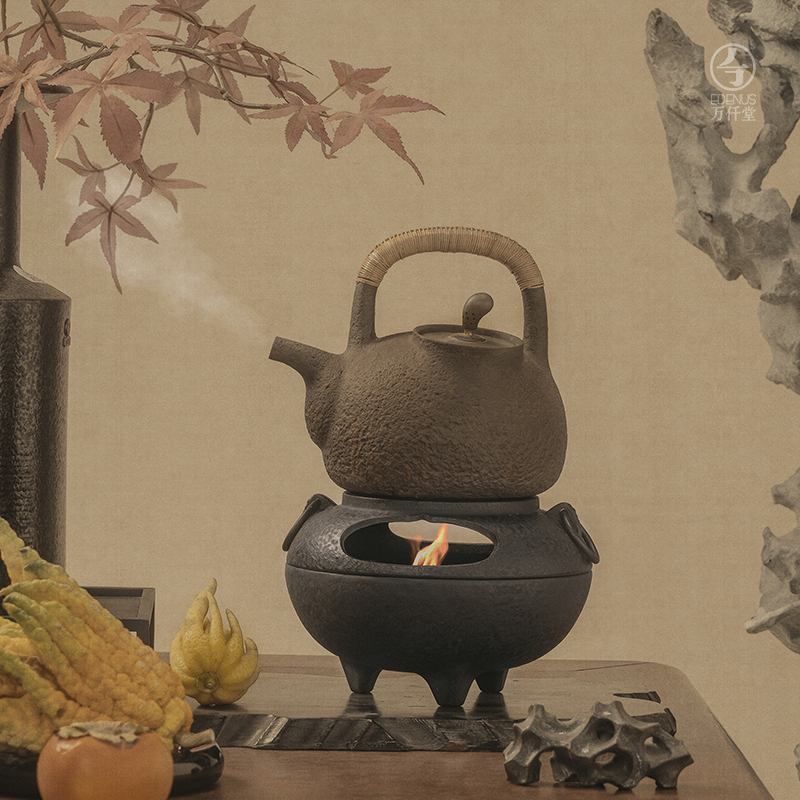 万仟堂雅士茶釜·烧水炉熟铁多功能香薰炉
