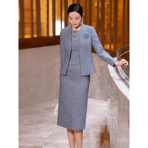 YBY 533H86毛呢小香风连衣裙高级感羊毛背心裙两件套 商品图0