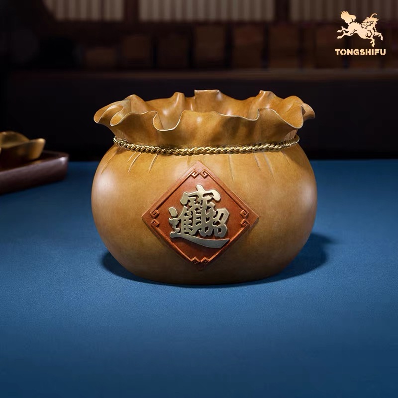 铜师傅《财富满袋》客厅桌面铜摆件 家居装饰工艺品