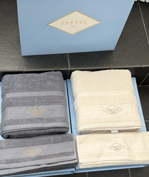 FRETTE埃及棉浴巾三件套。先说一下尺寸
毛巾：37x75cm（两条）
浴巾：80x160cm 商品图1
