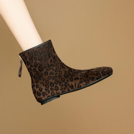 【预售5天】头层豹纹羊翻皮切尔西复古短靴女加绒马丁靴女NJMK&K1792 商品图3