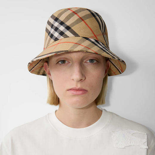BURBERRY 巴宝莉 男女同款马术骑士徽标刺绣格纹渔夫帽 格子 8100740 B9368 商品图3