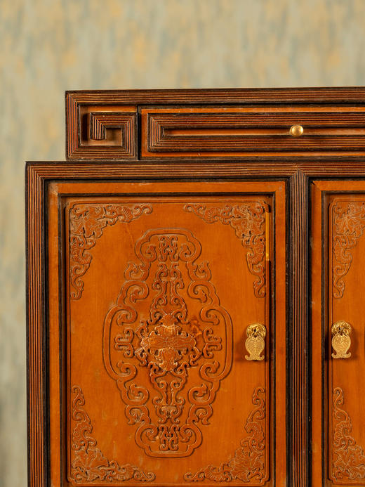 清	竹簧花卉纹紫檀边框文房箱 商品图2