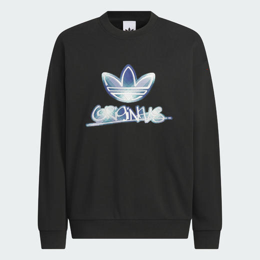 Adidas阿迪达斯SWEAT CREW 男子毛圈布格纹印花运动宽松卫衣套头衫KC0116 商品图3