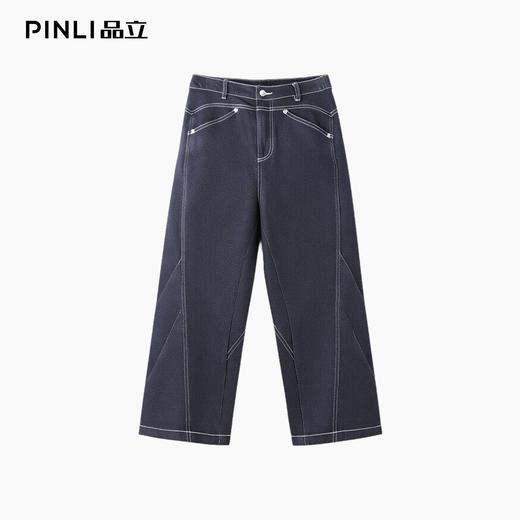 PINLI品立2025新款男士宽松秋季百搭美式高街休闲直筒牛仔长裤潮GD253116125 商品图4