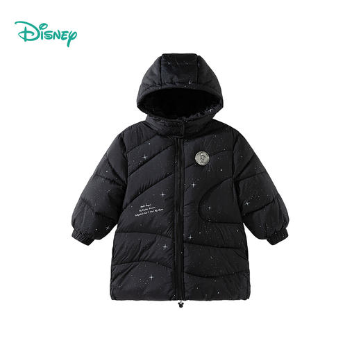 迪士尼（Disney）Baby男童夹棉保暖卡通黑色外穿连帽中长款棉服外套 商品图7