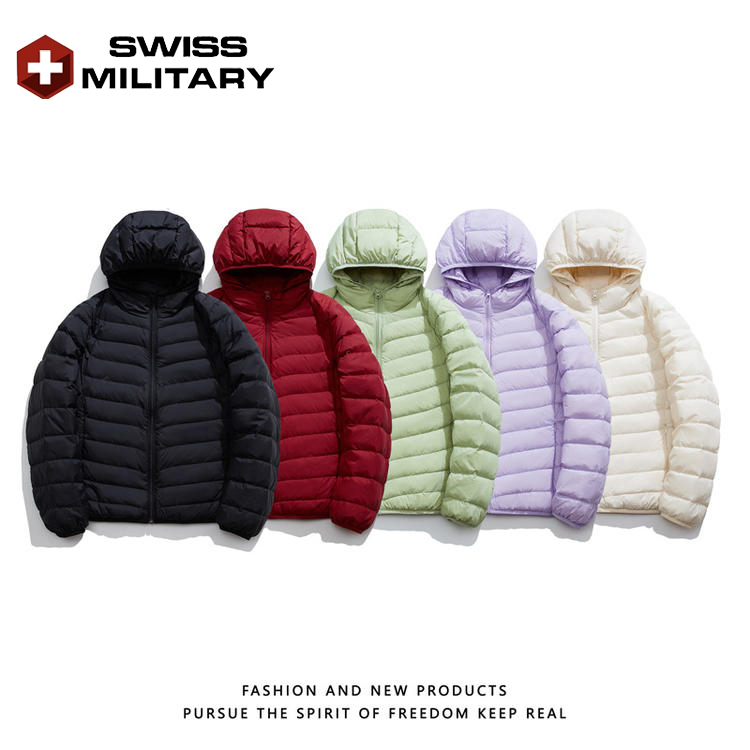 瑞士军工SWISS MILITARY轻薄羽绒服女 白鸭绒秋冬季连帽＆立领短款外套上衣