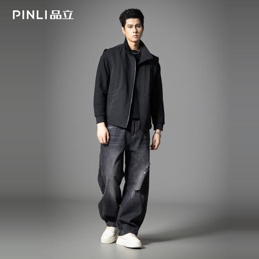 PINLI品立春季新款潮牌工装立领马甲男宽松休闲百搭背心外套GD253107152 商品图1