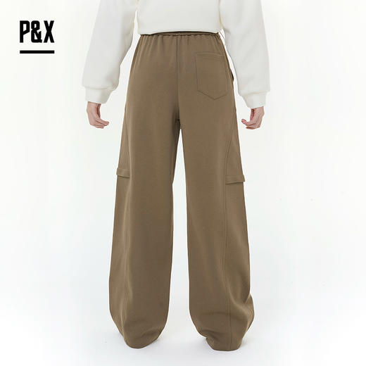 P&X设计师女装2025冬季阔腿潮流抽绳复古休闲长裤825409169 绿色 商品图4