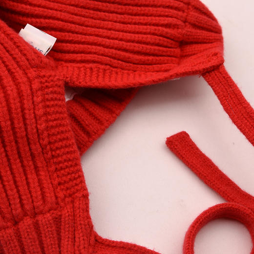 棉果果男童女童可爱红色喜庆喜乐毛线帽M404400500108 商品图3