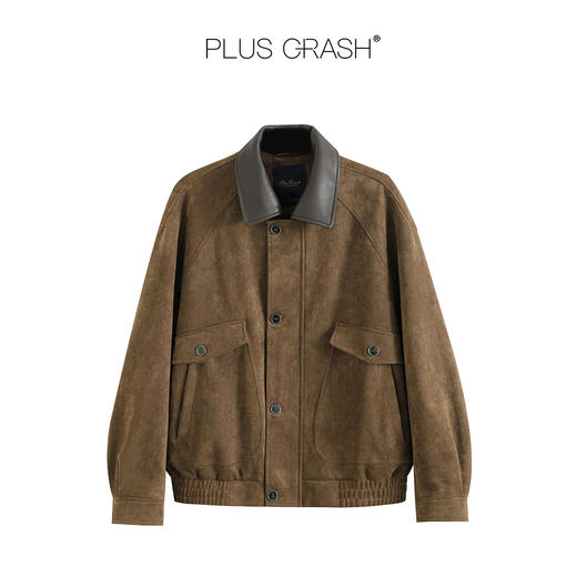 PLUS CRASH冬季新款老钱风拼接外套质感保暖加厚男士休闲夹克外套 商品图1