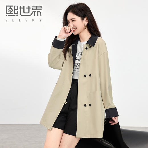 【双𝟭𝟭特卖】熙世界通勤淑女风格中长款时髦气质百搭风衣 商品图0