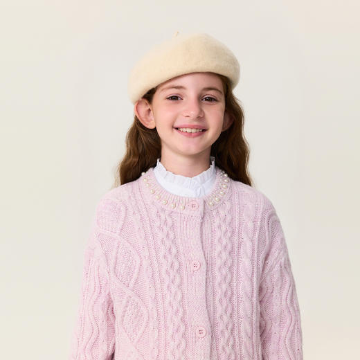 马克珍妮女童菱格羊毛针织开衫2025年冬装新款551878 商品图4