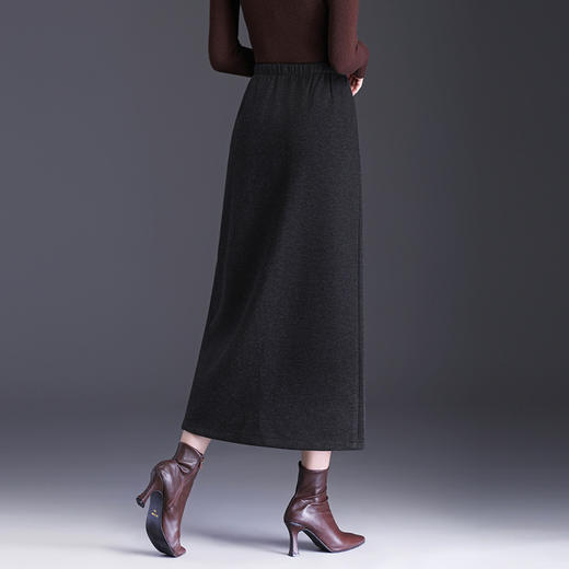 松紧腰长款修身包臀裙，职业通勤毛呢半身裙直筒裙MYX-LDNS-25127-L 商品图2