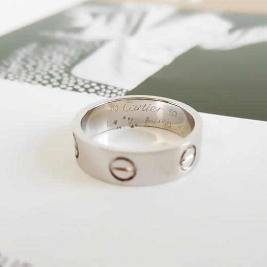 【95新】Cartier卡地亚B4084753 LOVE系列18K白金宽版无钻戒指中性款111025TB40 商品图3