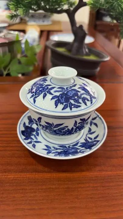 柴窑青花盖碗 商品图0