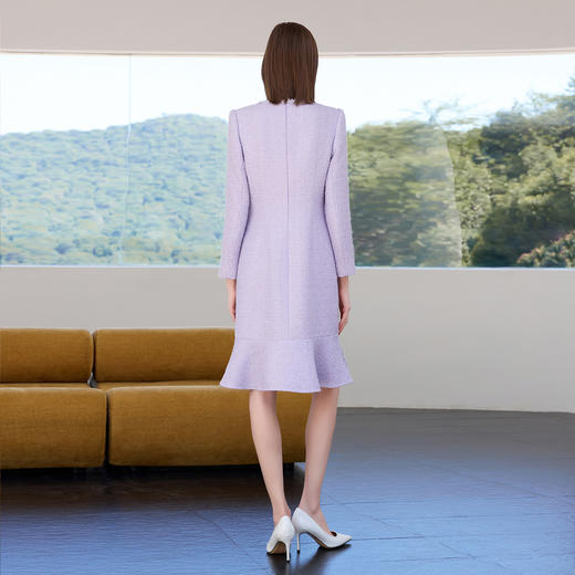 IWY/高级感紫色显白连衣裙女气质圆领粗花呢上镜主持套裙工作服Q1465-Q 商品图4