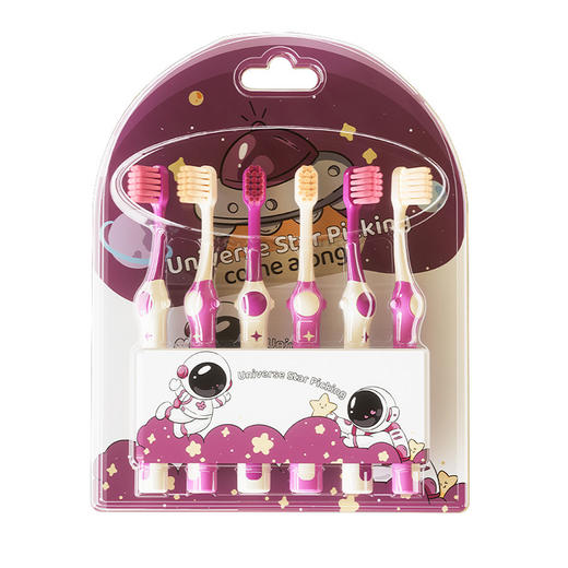 【福利！超值6支装！】男孩女孩儿童牙刷6支装 6-12岁卡通太空人宝宝牙刷 家庭细软牙刷 商品图4