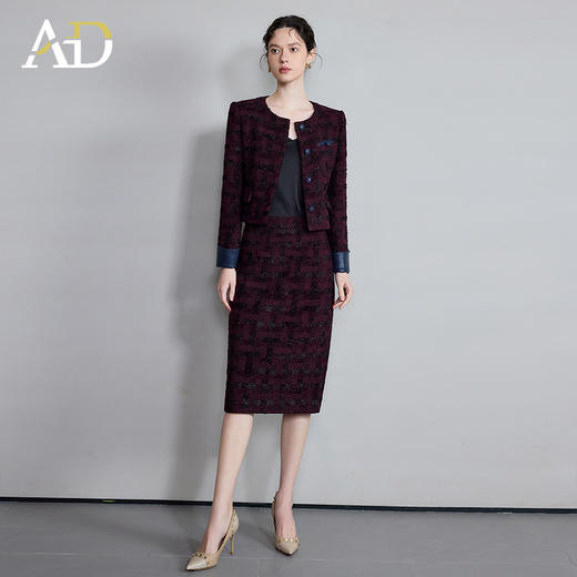 AD韩系高级感穿搭套装小个子时尚洋气两件套圆领外套新款职业套裙 商品图1