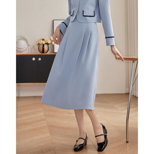 【专属特价】熙世界高腰显瘦A字百褶半身裙女款气质通勤半身裙 商品图2