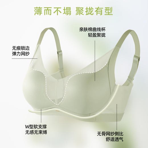 【商场同款】熳洁儿 轻纱曲线系列大胸显小薄杯无钢圈无痕柔软有型24201526 商品图1