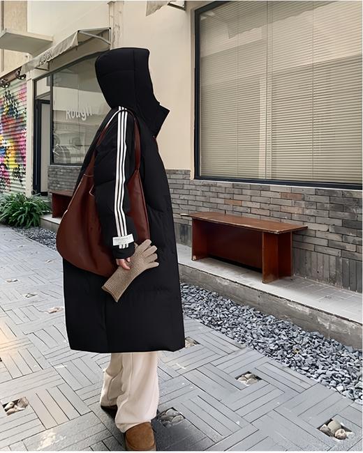 冬装爆款长款过膝宽松连帽白鸭绒外套羽绒服 HY-28 商品图6