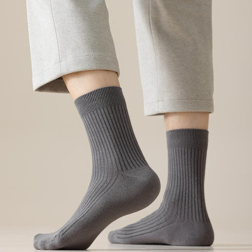 4双装！秋冬素色中筒棉袜男袜 黑灰咖色系沉稳百搭 商品图4