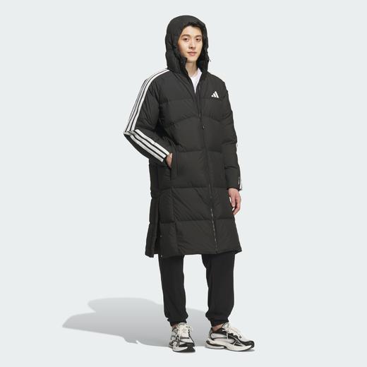 Adidas阿迪达斯LONG DOWN JACKET 男子三条纹羽绒服 拒水防风保暖长款连帽600蓬鸭绒KC2498 商品图6
