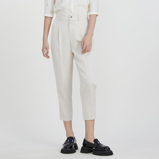 谜底纯色休闲裤女2023春新款简约百搭宽松萝卜裤九分裤231MK0087 商品图0