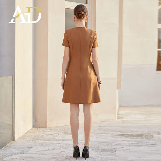 AD夏季短袖纯色连衣裙女新款美拉德立体感走线西装裙时尚OL职业装 商品图4