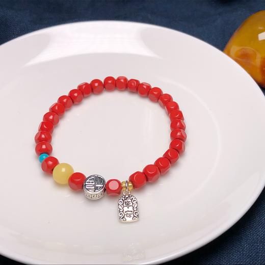 上新！红砂方糖小蜜蜡、银小手串-多宝款 饰品美物 商品图1