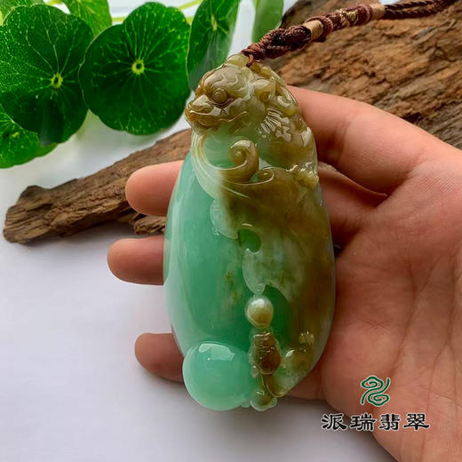 派瑞翡翠 翡翠手把件 糯种 绿色红翡 商品图3