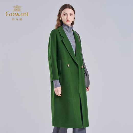 乔万尼重磅绵羊毛大衣复古绿色毛呢外套EF4A146 商品图2
