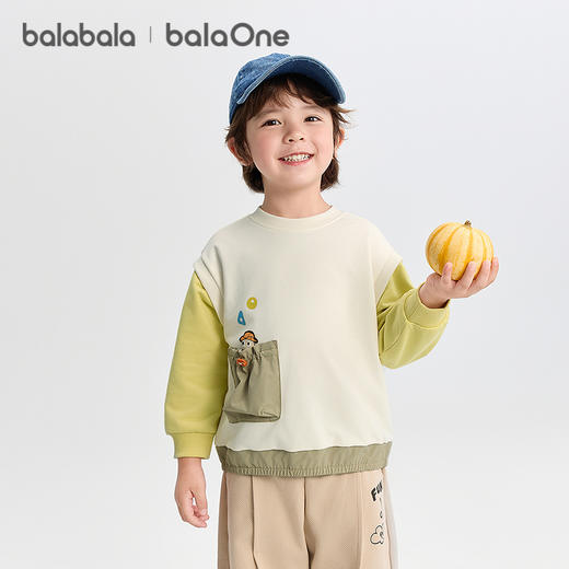 巴拉巴拉balaOne宝宝卫衣假两件上衣长袖2025新款男童秋装拼色潮 商品图0