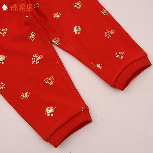 棉果果冬季新品莫代尔牛奶纤维80-130码柔软顺滑新年喜庆红色套头套装M501302425659 商品图5