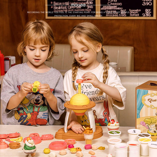 【DIY中式糕点 捏出盛宴】mobee儿童彩泥橡皮泥 趣味甜品屋奇趣彩泥可做冰淇淋/拉面 安全无毒粘土 幼儿园专用手工黏土模具套装 商品图2